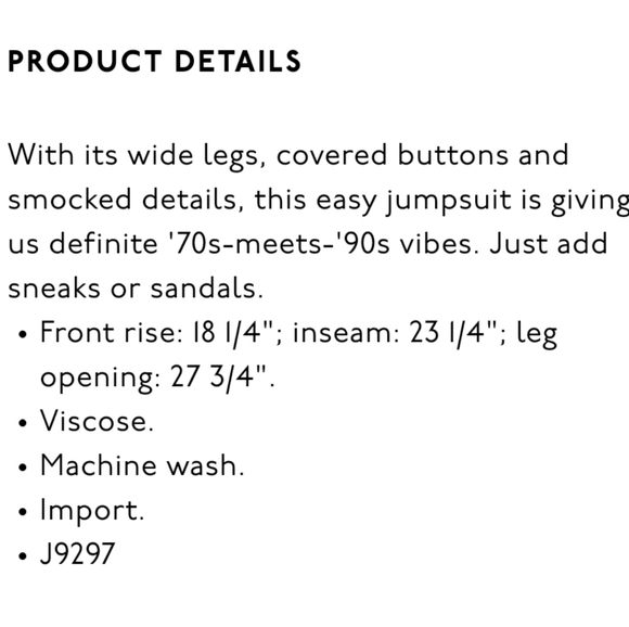 Madewell Jumpsuit smocked button front crop black 2 - Picture 10 of 10